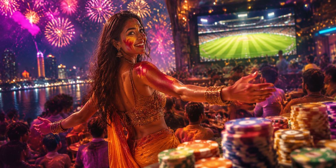 Festival celebration with cricket and betting themes